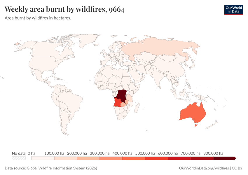 A thumbnail of the "Weekly area burnt by wildfires" chart